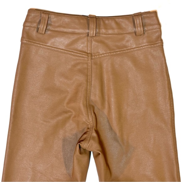 TOPSHOP Faux Leather Pants Tan 6 - Picture 5 of 9